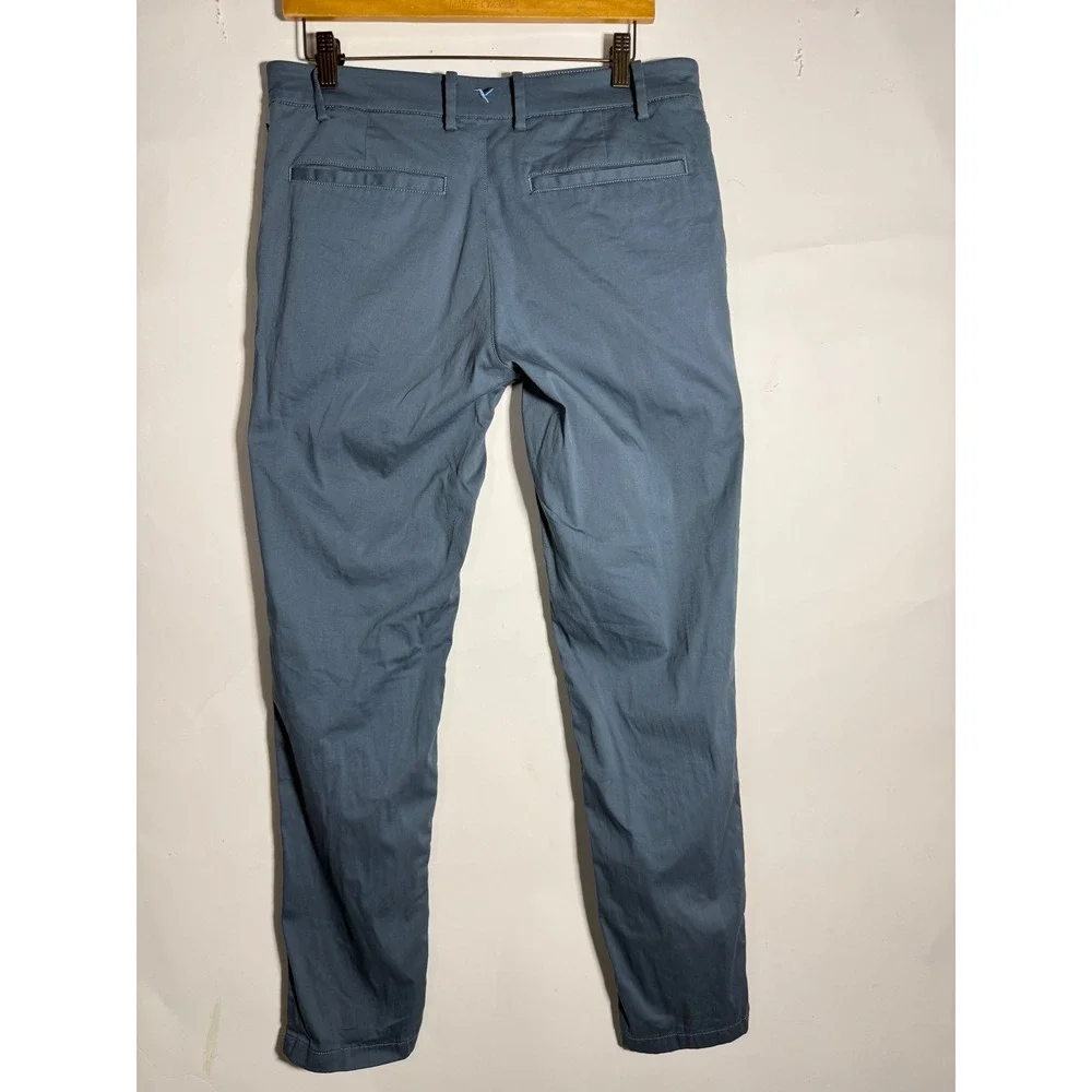 Birddogs Mens Khaki Pants Slate Blue Gray Stretch Chino 32x32 Slim Fit Casual